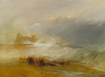 Épaves - Côte de Northumberland, avec un bateau à vapeur aidant un navire au large